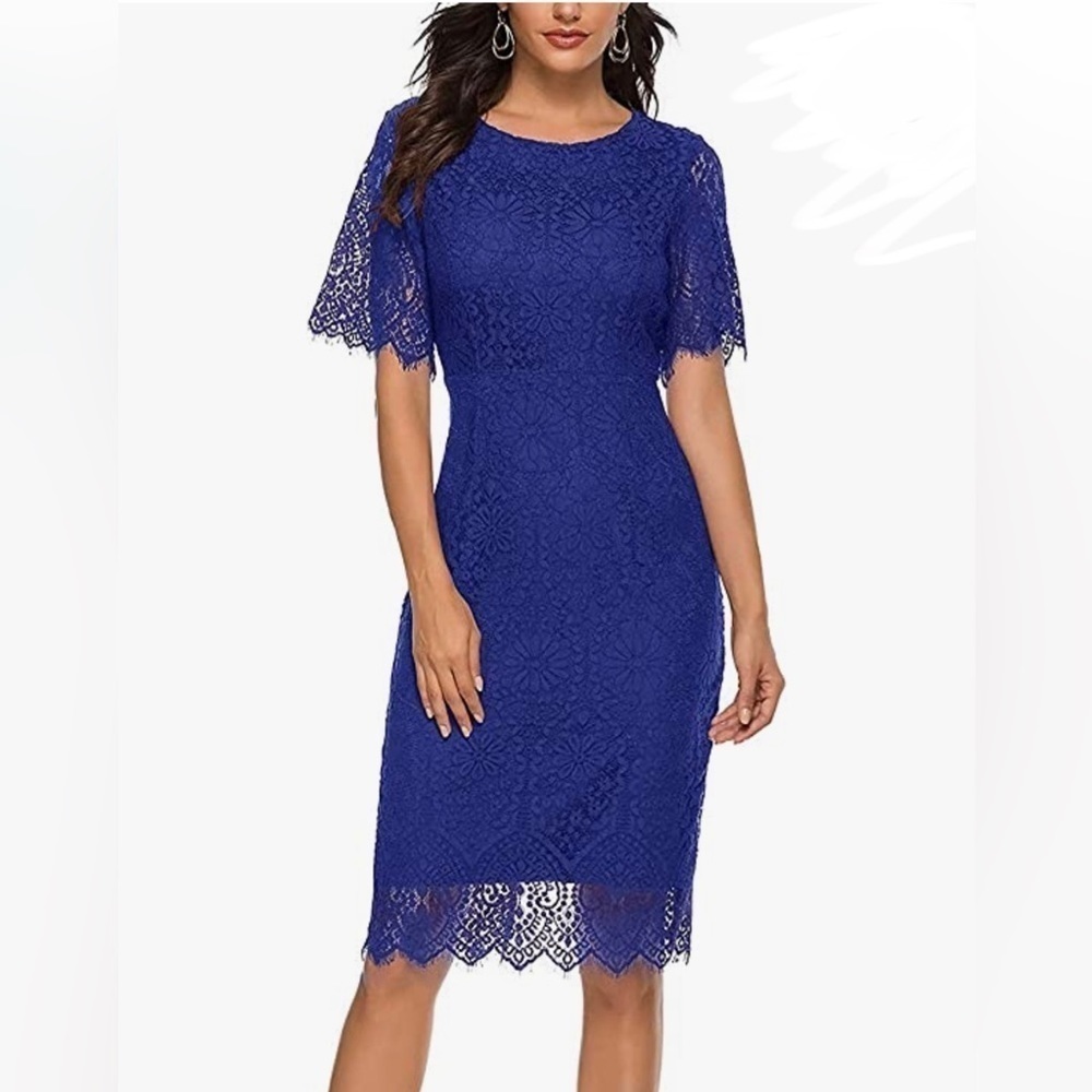 MEROKEETY Blue Lace Dress M NWT